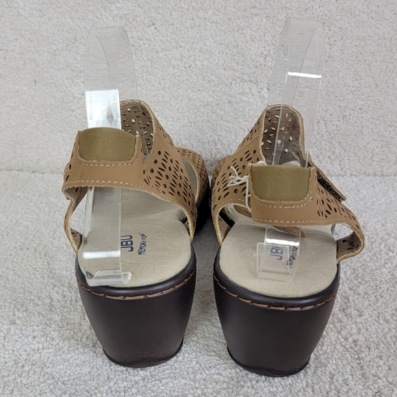 Jambu JBU Chloe Tan Peep Toe T Strap Vegan Wedge Sandal  Sz 10M NEW - Picture 6 of 14